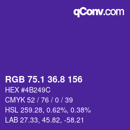 カラーコード: RGB 75.1 36.8 156 | qconv.com