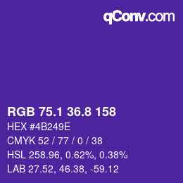 カラーコード: RGB 75.1 36.8 158 | qconv.com