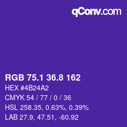 カラーコード: RGB 75.1 36.8 162 | qconv.com