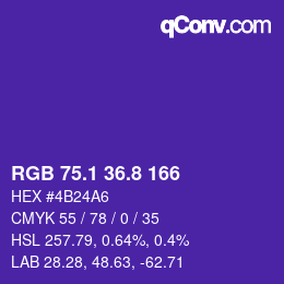 カラーコード: RGB 75.1 36.8 166 | qconv.com