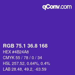 カラーコード: RGB 75.1 36.8 168 | qconv.com