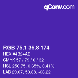カラーコード: RGB 75.1 36.8 174 | qconv.com