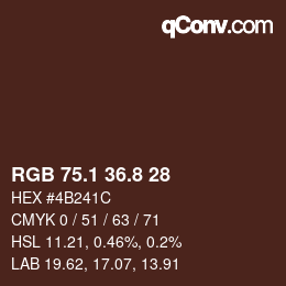 カラーコード: RGB 75.1 36.8 28 | qconv.com