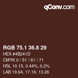 カラーコード: RGB 75.1 36.8 29 | qconv.com