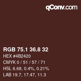 カラーコード: RGB 75.1 36.8 32 | qconv.com