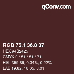カラーコード: RGB 75.1 36.8 37 | qconv.com