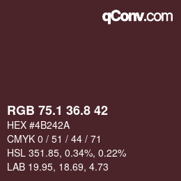 カラーコード: RGB 75.1 36.8 42 | qconv.com