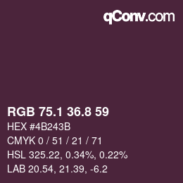 Color code: RGB 75.1 36.8 59 | qconv.com