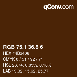 Color code: RGB 75.1 36.8 6 | qconv.com