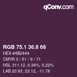 カラーコード: RGB 75.1 36.8 68 | qconv.com