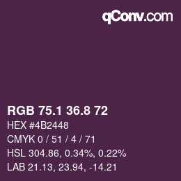 カラーコード: RGB 75.1 36.8 72 | qconv.com