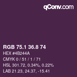 カラーコード: RGB 75.1 36.8 74 | qconv.com