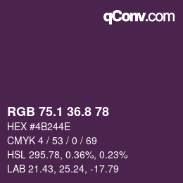 カラーコード: RGB 75.1 36.8 78 | qconv.com