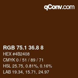 Farbcode: RGB 75.1 36.8 8 | qconv.com