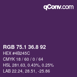 カラーコード: RGB 75.1 36.8 92 | qconv.com