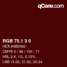 カラーコード: RGB 75.1 3 0 | qconv.com