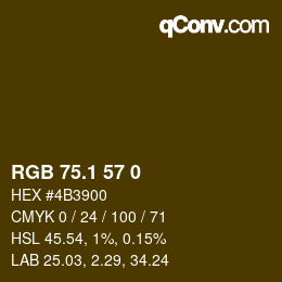 カラーコード: RGB 75.1 57 0 | qconv.com