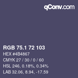 カラーコード: RGB 75.1 72 103 | qconv.com