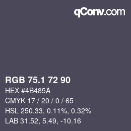 カラーコード: RGB 75.1 72 90 | qconv.com
