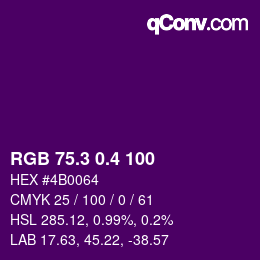 カラーコード: RGB 75.3 0.4 100 | qconv.com