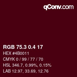 カラーコード: RGB 75.3 0.4 17 | qconv.com
