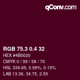 カラーコード: RGB 75.3 0.4 32 | qconv.com