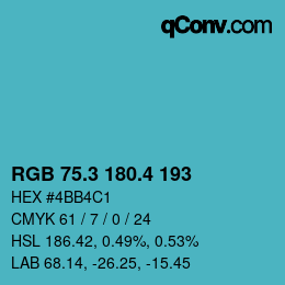 カラーコード: RGB 75.3 180.4 193 | qconv.com