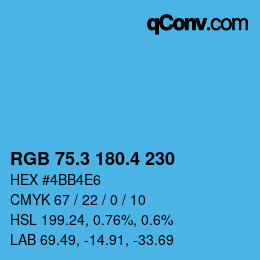 カラーコード: RGB 75.3 180.4 230 | qconv.com