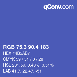 カラーコード: RGB 75.3 90.4 183 | qconv.com