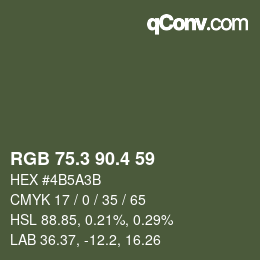 カラーコード: RGB 75.3 90.4 59 | qconv.com