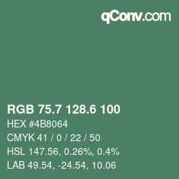 カラーコード: RGB 75.7 128.6 100 | qconv.com