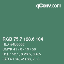 カラーコード: RGB 75.7 128.6 104 | qconv.com