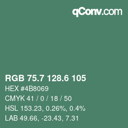 カラーコード: RGB 75.7 128.6 105 | qconv.com