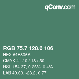 カラーコード: RGB 75.7 128.6 106 | qconv.com