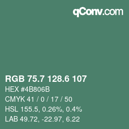 カラーコード: RGB 75.7 128.6 107 | qconv.com