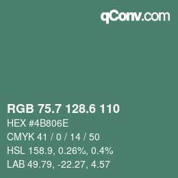 カラーコード: RGB 75.7 128.6 110 | qconv.com