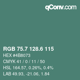 カラーコード: RGB 75.7 128.6 115 | qconv.com