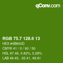 カラーコード: RGB 75.7 128.6 13 | qconv.com