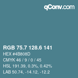 カラーコード: RGB 75.7 128.6 141 | qconv.com