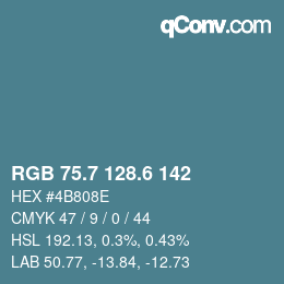 カラーコード: RGB 75.7 128.6 142 | qconv.com