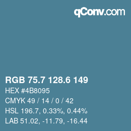 カラーコード: RGB 75.7 128.6 149 | qconv.com