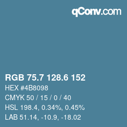 カラーコード: RGB 75.7 128.6 152 | qconv.com