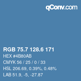 カラーコード: RGB 75.7 128.6 171 | qconv.com