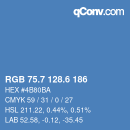 カラーコード: RGB 75.7 128.6 186 | qconv.com