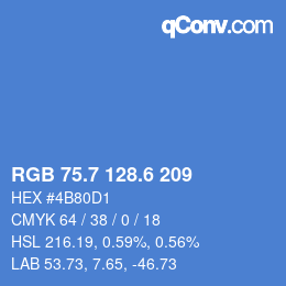 カラーコード: RGB 75.7 128.6 209 | qconv.com