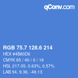 カラーコード: RGB 75.7 128.6 214 | qconv.com