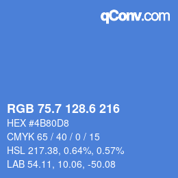 カラーコード: RGB 75.7 128.6 216 | qconv.com