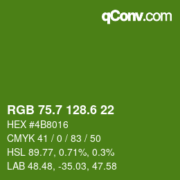 カラーコード: RGB 75.7 128.6 22 | qconv.com