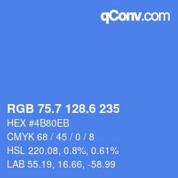 カラーコード: RGB 75.7 128.6 235 | qconv.com