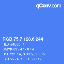 カラーコード: RGB 75.7 128.6 244 | qconv.com